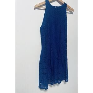 Mossimo Woman Royal Blue Sleeveless Fit & Flare Lace Dress Halter Size Small